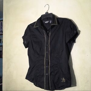 Harley Davidson Black Embroidered BD Top, Sz M